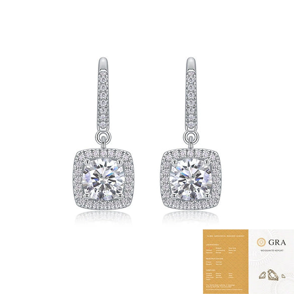 Wholesale 925 Silver Geometric Moissanite Earrings Set With Diamonds For Women