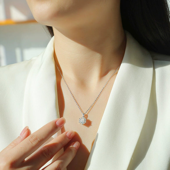 Wholesale 925 Silver Geometric Moissanite Inlay Pendant Necklace For Women Fashion Cross Chain