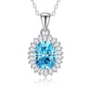 Wholesale Silver Geometric Oval Sea Blue Gemstone Pendant Necklace For Women