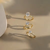 Wholesale Silver Geometric Oval Zircon Ring Electroplated With Real Gold For Women