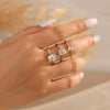 Wholesale Silver Geometric Oval Zircon Ring Electroplated With Real Gold For Women