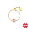 Wholesale 925 Silver Geometric Pull Out Chain Ring With Zirconia Design And Unique Sense