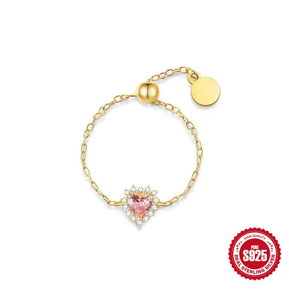 Wholesale 925 Silver Geometric Pull Out Chain Ring With Zirconia Design And Unique Sense
