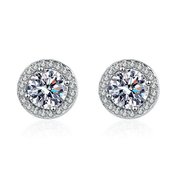 Wholesale 925 Silver Geometric Round Bag Earrings For Women Electroplated Moissanite Gift Ear Jewelry