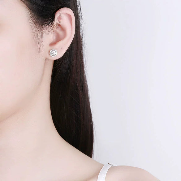 Wholesale 925 Silver Geometric Round Bag Earrings For Women Electroplated Moissanite Gift Ear Jewelry