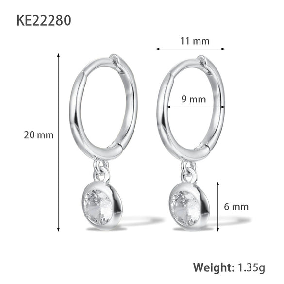 Wholesale 925 Silver Geometric Round Zircon Earrings For Children