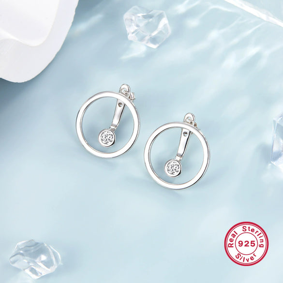 Wholesale 925 Silver Geometric Style Epoxy Inlaid Zircon Women's Earrings