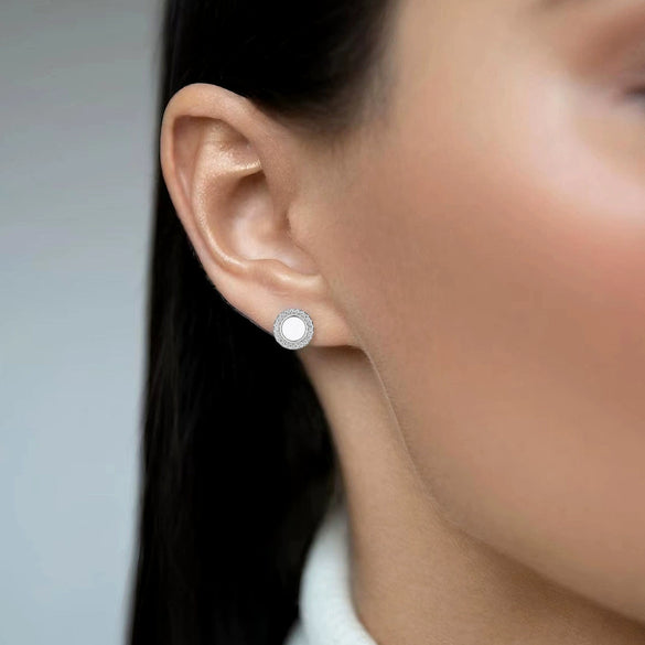 Wholesale 925 Silver Geometric Style Epoxy Inlaid Zircon Women's Earrings