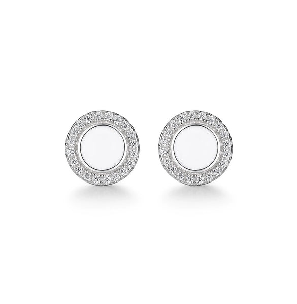 Wholesale 925 Silver Geometric Style Epoxy Inlaid Zircon Women's Earrings