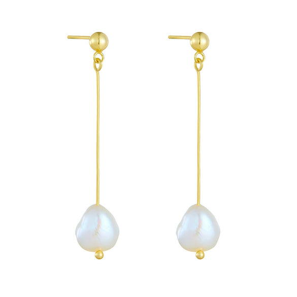 Wholesale Silver Geometric Style Tassel Natural Pearl Earrings For Women