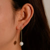 Wholesale Silver Geometric Style Tassel Natural Pearl Earrings For Women
