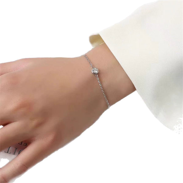Wholesale 225 Silver Geometric Sweet Style Bubble Gum Bracelet Plated With 18K Gold Inlaid With Single Zircon