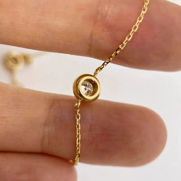 Wholesale 225 Silver Geometric Sweet Style Bubble Gum Bracelet Plated With 18K Gold Inlaid With Single Zircon