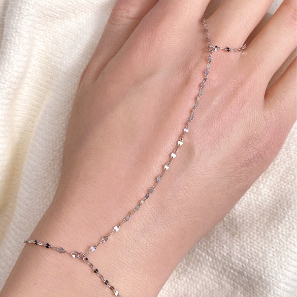 Wholesale 925 Silver Geometric Tile Chain Finger Chain Bracelet Jewelry Set With Diamonds
