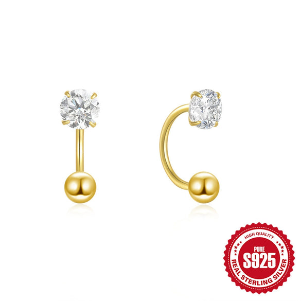 Wholesale 925 Silver Geometric U Shaped Zircon Embedded Hook Stud Earrings With Screw Twist Buckle For Unisex