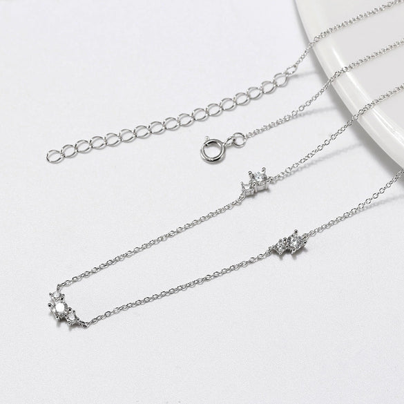 Wholesale Silver Heart Necklace With Geometric Pattern Electroplated And Inlaid With Zircon For Autumn And Winter