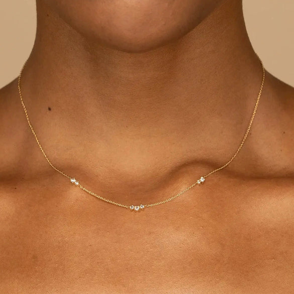 Wholesale Silver Heart Necklace With Geometric Pattern Electroplated And Inlaid With Zircon For Autumn And Winter