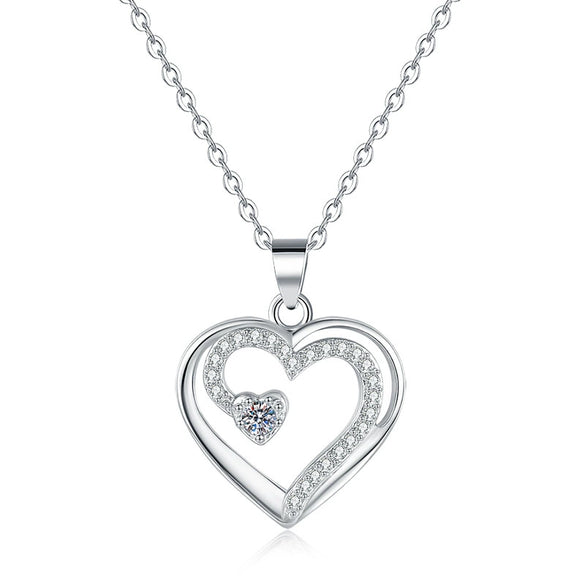 Wholesale Silver Heartshaped Pendant Necklace For Female