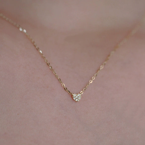Wholesale Silver Heartshaped Pendant Necklace With Micropaved Zircon And 14K Gold Plated Ochain For Women