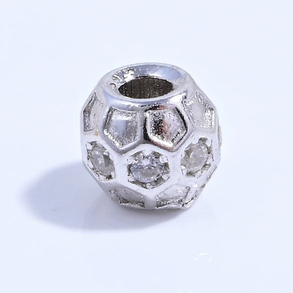 Wholesale Silver Inlaid Zirconia Round Bead Jewelry Accessories