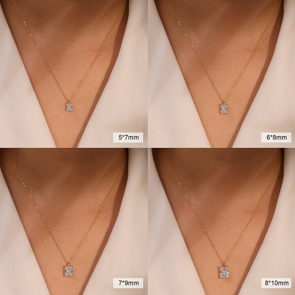 Wholesale Silver Jewelry Geometric Square Zircon Pendant Cross Chain Necklace With Electroplating