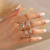 Wholesale Silver Jewelry Geometric Sugar Cube Ring Electroplated Inlaid Cubic Zirconia