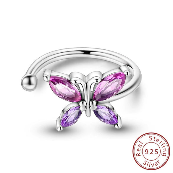 Wholesale Silver Jewelry Iris Flower Butterfly Snakeshaped Star Ear Bone Clip Earrings Zircon Light Luxury Style