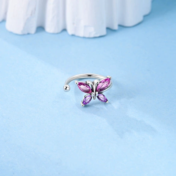 Wholesale Silver Jewelry Iris Flower Butterfly Snakeshaped Star Ear Bone Clip Earrings Zircon Light Luxury Style