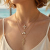 Wholesale 925 Silver 14K Gold Plated Geometric Cross Chain Necklace With Four Leaf Clover And Small Key Pendant For Women