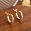 Wholesale 925 Silver 14K Gold Plated Light Purple Red Zirconium Row Drill Earrings For Women