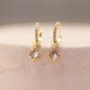 Wholesale 925 Silver 14K Gold Plated Light Purple Red Zirconium Row Drill Earrings For Women