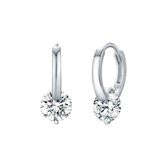 Wholesale 925 Silver Light Luxury Single Diamond Earrings For Women With Geometric Shape And Set With Diamonds Processing