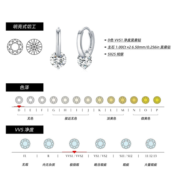 Wholesale 925 Silver Light Luxury Single Diamond Earrings For Women With Geometric Shape And Set With Diamonds Processing