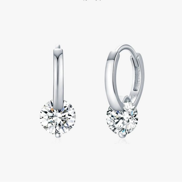 Wholesale 925 Silver Light Luxury Single Diamond Earrings For Women With Geometric Shape And Set With Diamonds Processing