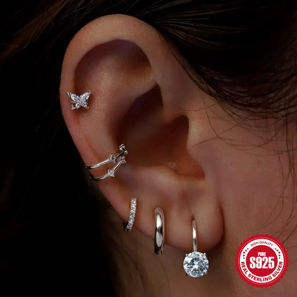 Wholesale 925 Silver Luxury Geometric Diamond Earrings For Women With Electroplating Treatment