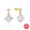 Wholesale 925 Silver Luxury Geometric Diamond Earrings For Women With Electroplating Treatment