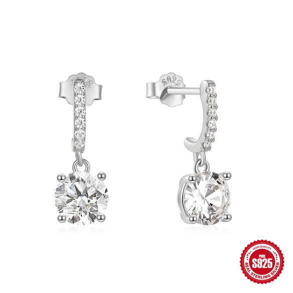 Wholesale 925 Silver Luxury Geometric Diamond Earrings For Women With Electroplating Treatment