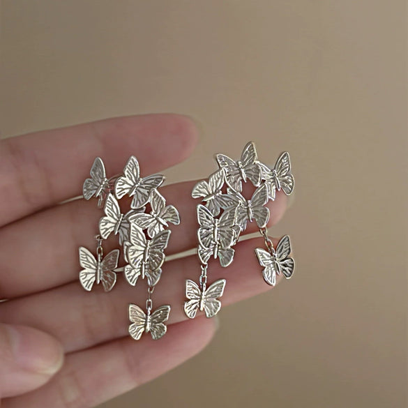 Wholesale Silver Metal Multi Layer Geometric Circle Cold Wind Electroplated Earrings For Women Light Luxury High End Style