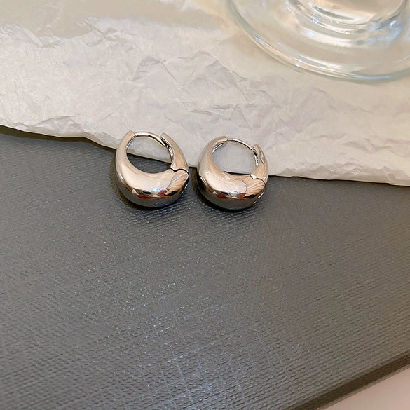 Wholesale Silver Metal Multi Layer Geometric Circle Cold Wind Electroplated Earrings For Women Light Luxury High End Style