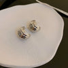 Wholesale Silver Metal Multi Layer Geometric Circle Cold Wind Electroplated Earrings For Women Light Luxury High End Style
