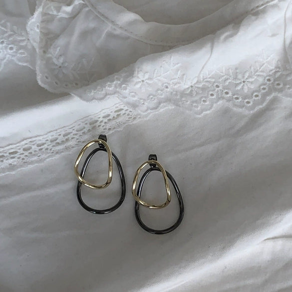 Wholesale Silver Metal Multi Layer Geometric Circle Cold Wind Electroplated Earrings For Women Light Luxury High End Style