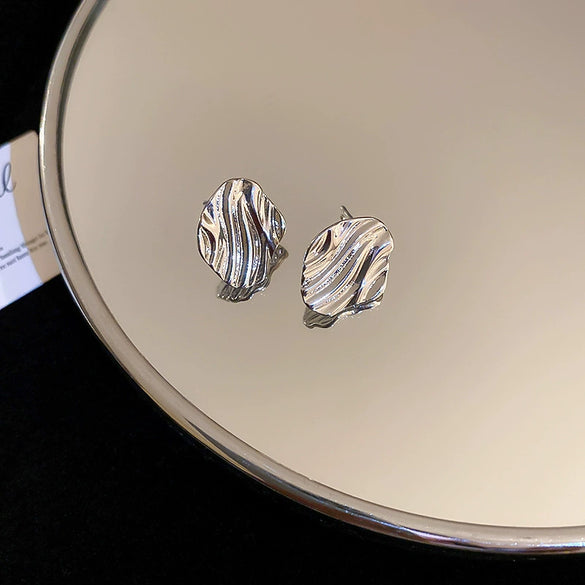 Wholesale Silver Metal Multi Layer Geometric Circle Cold Wind Electroplated Earrings For Women Light Luxury High End Style