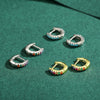 Wholesale 925 Silver Mini Sweet Cute Women's Earrings With Color Zircon And Turquoise Micro Inlay Geometric Design