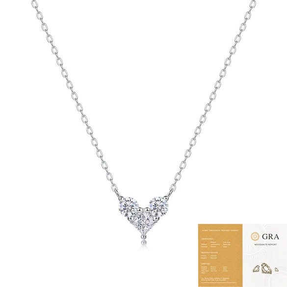 Wholesale 925 Silver Moissanite Inlaid Geometric Pendant Necklace For Women Fashion Light Luxury Clavicle Chain