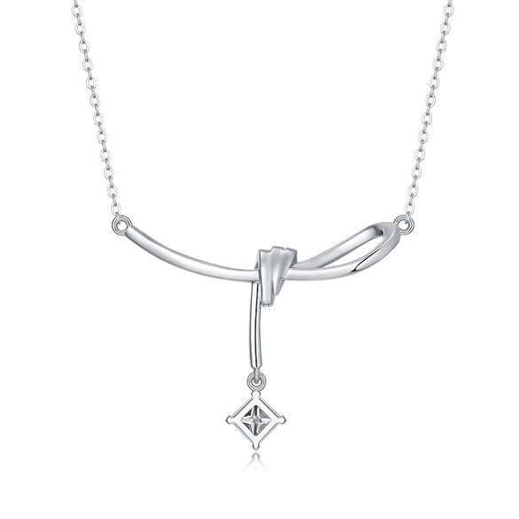 Wholesale 925 Silver Moissanite Pendant Necklace Fashion Geometric Ladies Clavicle Chain Inlay