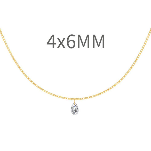 Wholesale Silver Necklace Light Luxury Minimalist Style Geometric Drop Shape Zircon Pendant Electroplated For Women
