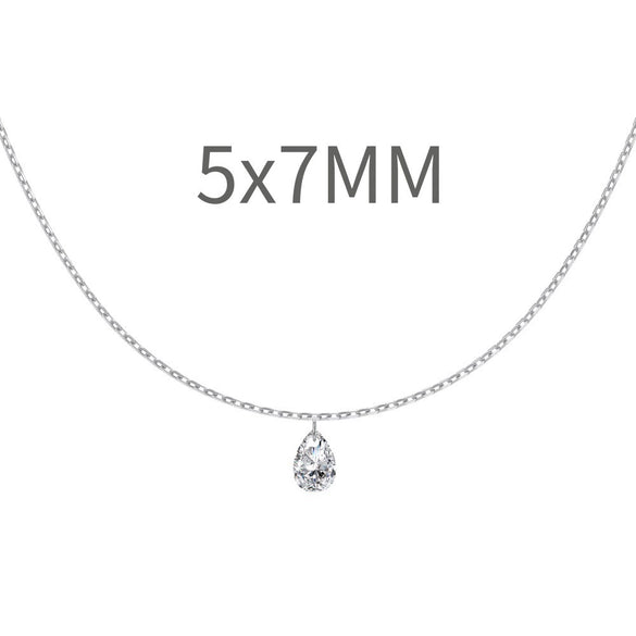 Wholesale Silver Necklace Light Luxury Minimalist Style Geometric Drop Shape Zircon Pendant Electroplated For Women