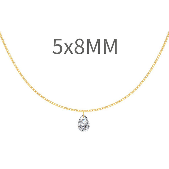 Wholesale Silver Necklace Light Luxury Minimalist Style Geometric Drop Shape Zircon Pendant Electroplated For Women