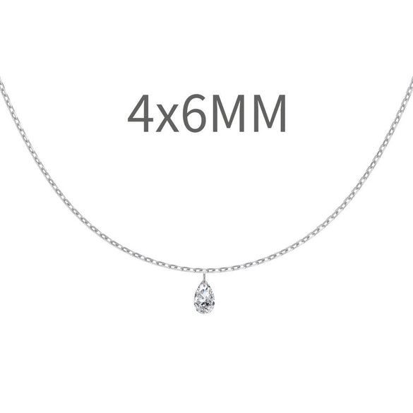 Wholesale Silver Necklace Light Luxury Minimalist Style Geometric Drop Shape Zircon Pendant Electroplated For Women