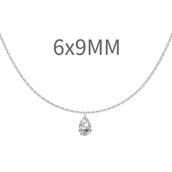 Wholesale Silver Necklace Light Luxury Minimalist Style Geometric Drop Shape Zircon Pendant Electroplated For Women